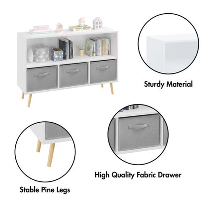Freestanding Storage Unit with Removable Drawers and Open Shelf