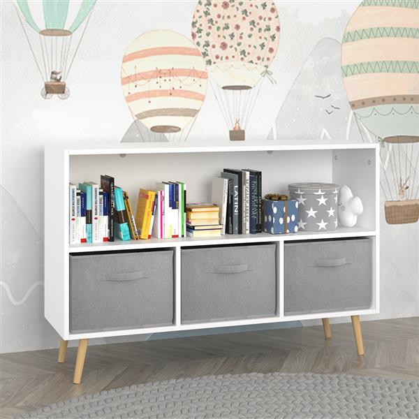 Freestanding Storage Unit with Removable Drawers and Open Shelf