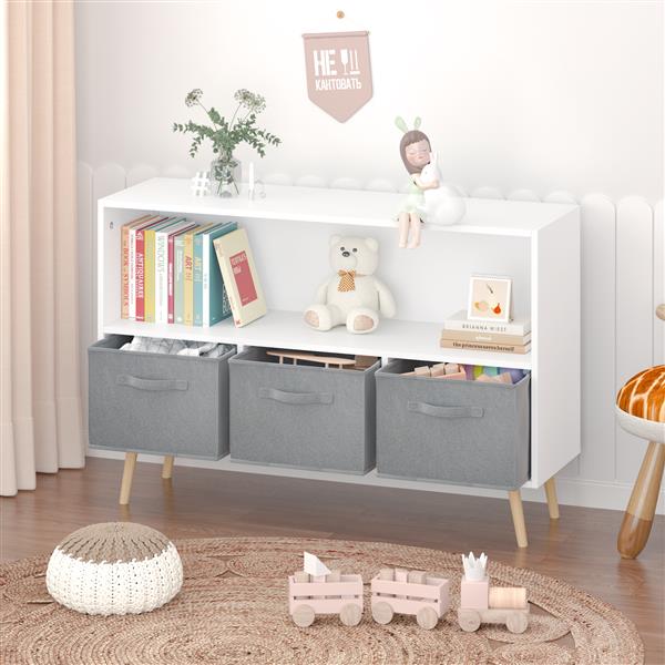 Freestanding Storage Unit with Removable Drawers and Open Shelf
