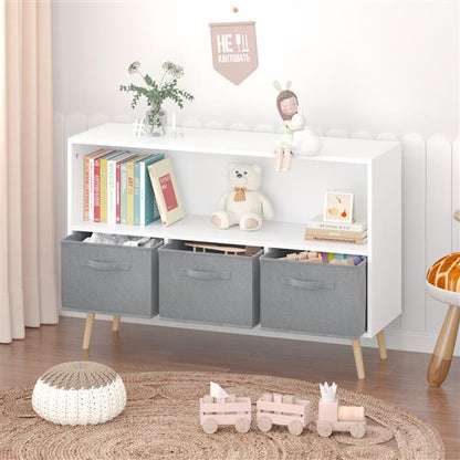 Freestanding Storage Unit with Removable Drawers and Open Shelf
