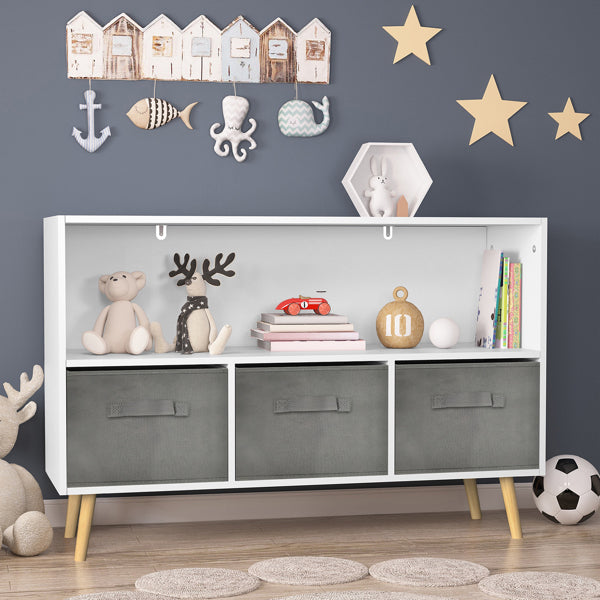 Freestanding Storage Unit with Removable Drawers and Open Shelf