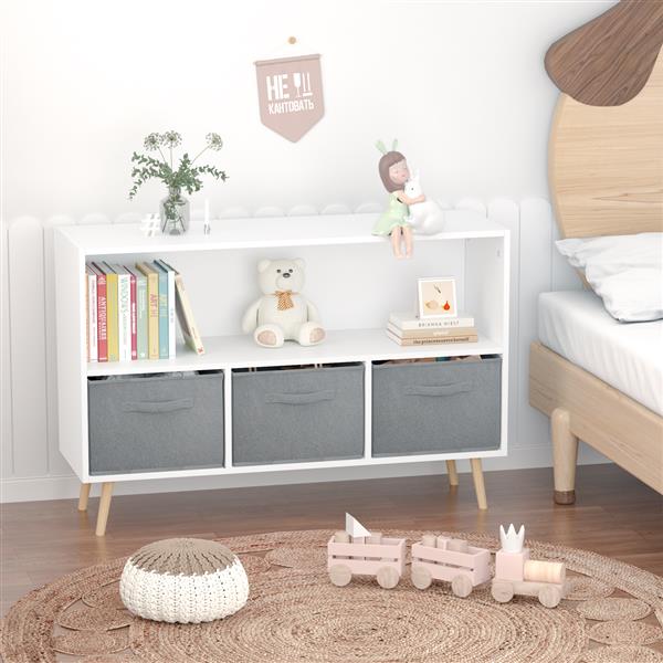 Freestanding Storage Unit with Removable Drawers and Open Shelf