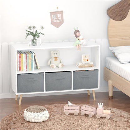 Freestanding Storage Unit with Removable Drawers and Open Shelf