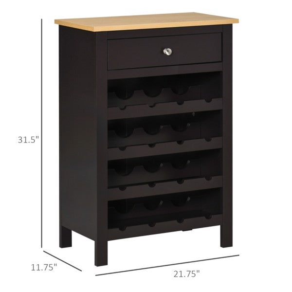 Freestanding Wine Rack with Storage Drawer and Elevated Base