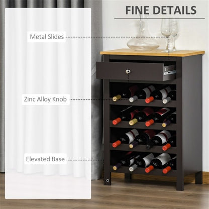 Freestanding Wine Rack with Storage Drawer and Elevated Base